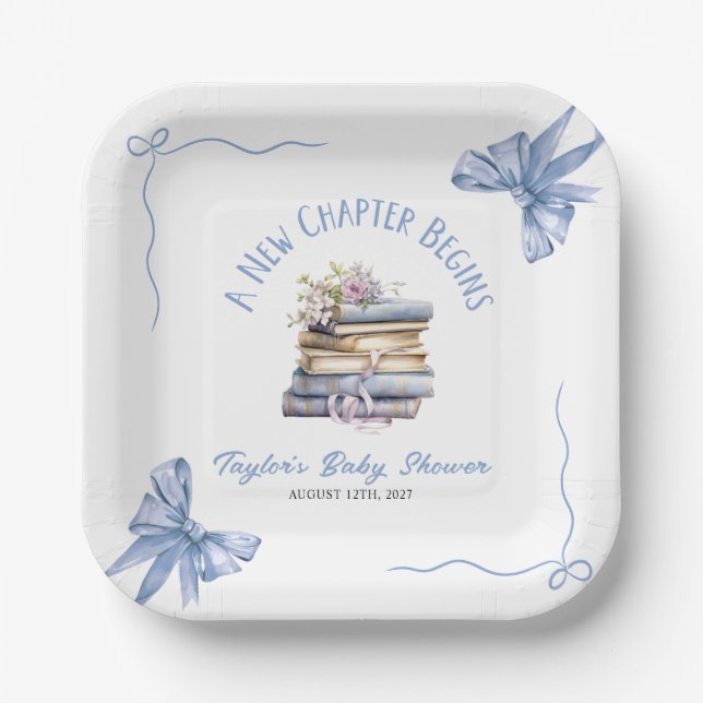 A New Chapter Begins Baby Shower  Paper Plates (Front)