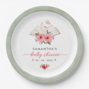 A new chapter begins  baby shower  paper plates