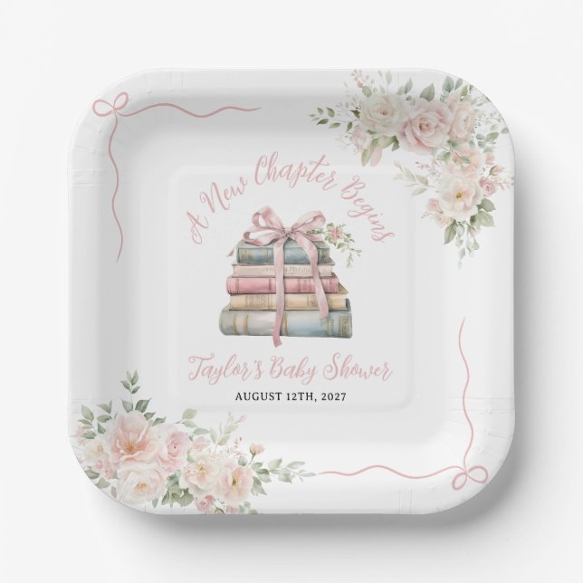 A New Chapter Begins Baby Shower  Paper Plates (Front)