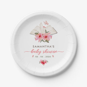 A new chapter begins  baby shower  paper plates