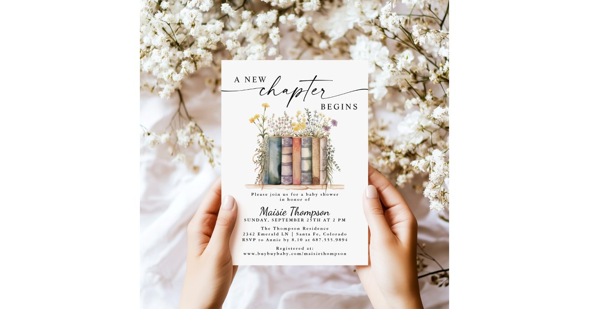 A New Chapter Begins Baby Shower, Storybook Theme Invitation | Zazzle