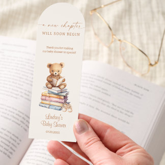 A New Chapter Begins Baby Shower Teddy Storybook Bookmarks