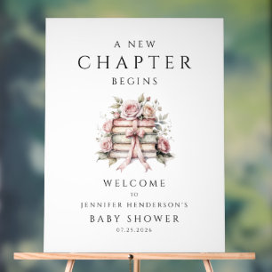 A New Chapter Begins Baby Shower Welcome Acrylic Sign