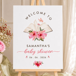 A new chapter begins  baby shower welcome sign