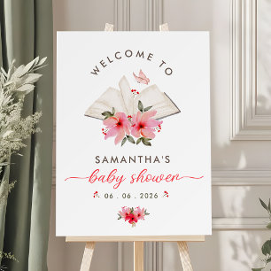A new chapter begins  baby shower welcome sign
