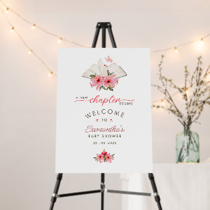 A new chapter begins baby shower welcome sign