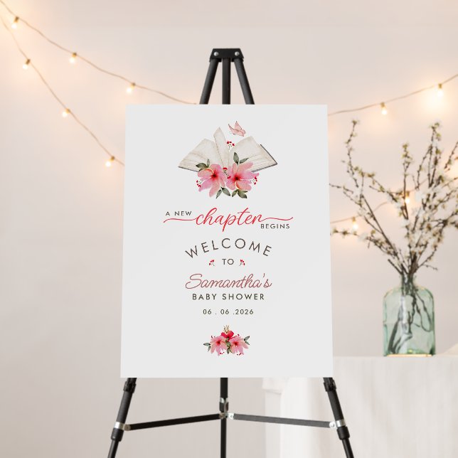 A new chapter begins baby shower welcome sign (In Situ (Stand))