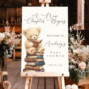 A New Chapter Begins Baby Shower Welcome Sign Book