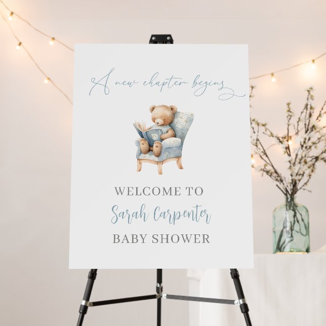 A New Chapter Begins Bear Baby Shower Boy Welcome Foam Board (In Situ (Stand))