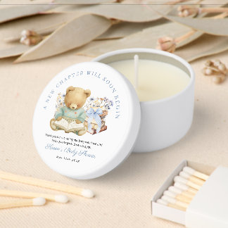 A New Chapter Begins Bear Book Baby Shower Mini Candle Favors