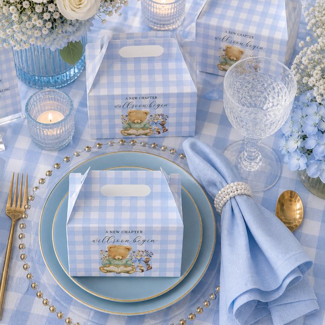 A New Chapter Begins Bear Books Baby Shower  Favor Boxes (Anew chapter will soon begin baby shower boy favors candy boxes)