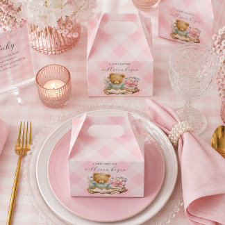 A New Chapter Begins Bear Books Baby Shower Girl Favor Boxes