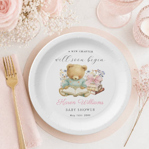 A New Chapter Begins Bear & Books Paper Plates