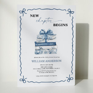 A New Chapter Begins Blue Bow Books Baby Shower Invitation