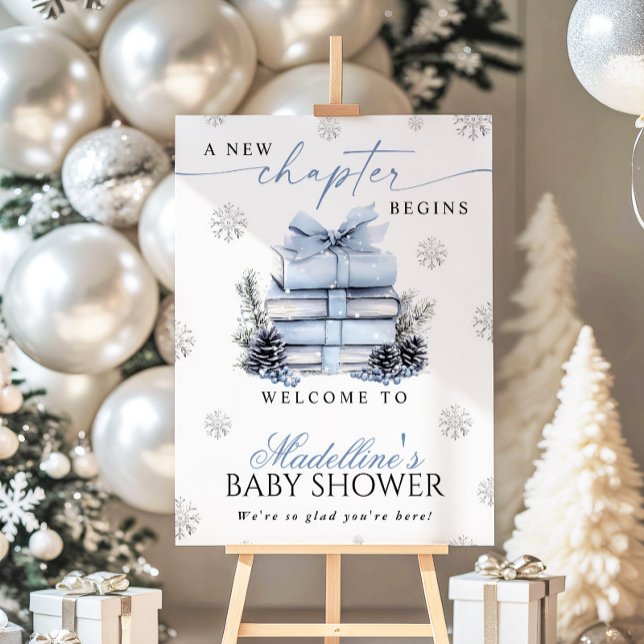 A New Chapter Begins Blue Bow Winter Baby Shower Foam Board (Creator Uploaded)