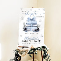 A New Chapter Begins Blue Bow Winter Baby Shower