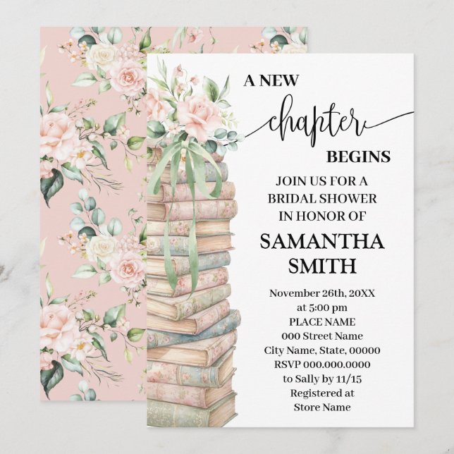 A New Chapter Begins Boho Chic Bridal Shower Invitation (Front/Back)