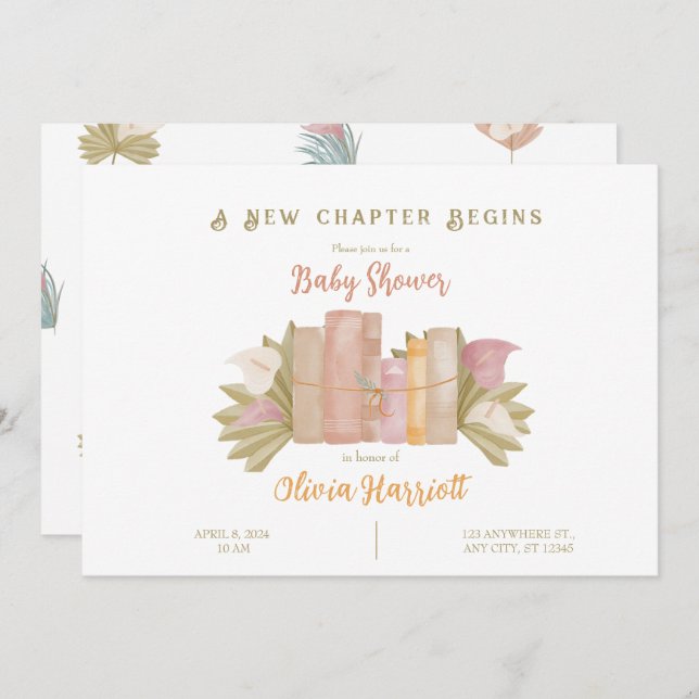A New Chapter Begins - Boho Style Invitation (Front/Back)