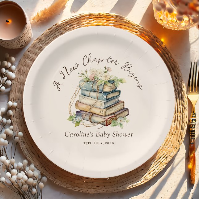 A New Chapter Begins Book Baby Shower Paper Plates (Creator Uploaded)