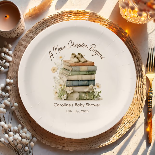 A New Chapter Begins Book Baby Shower Paper Plates (Creator Uploaded)