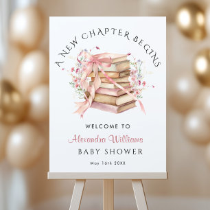 A New Chapter Begins Book Baby Shower Welcome Sign