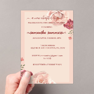 A new Chapter Begins Book Bridal shower Acrylic Invitations