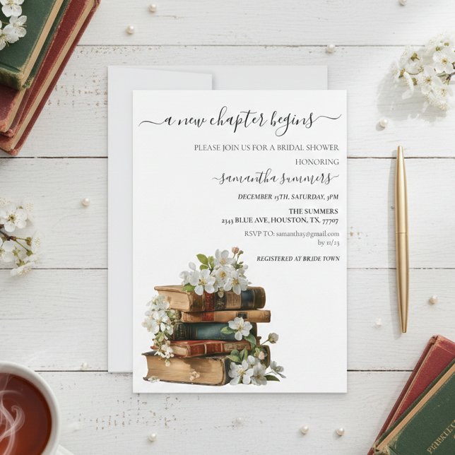 A new Chapter Begins Book Bridal shower Invitation (Creator Uploaded)