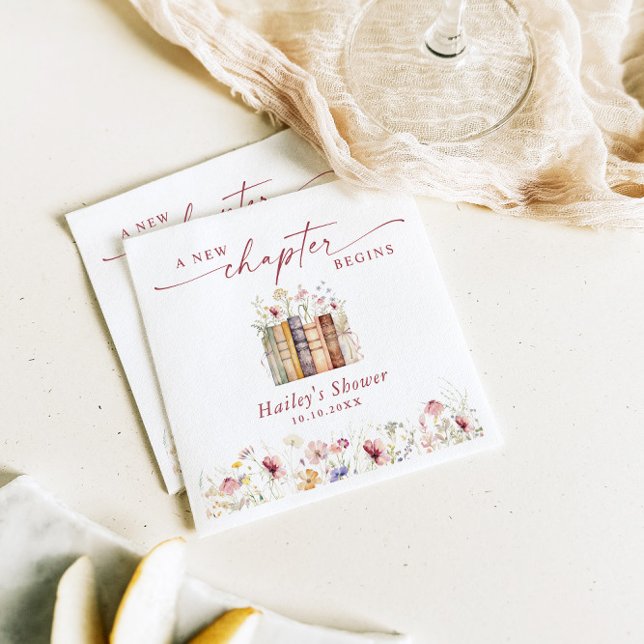 A New Chapter Begins, Book Theme Bridal Shower Napkins (Creator Uploaded)