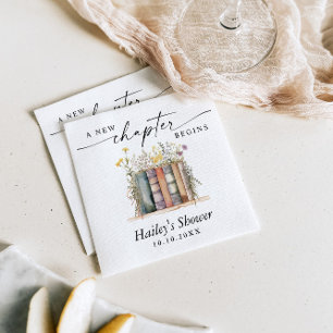 A New Chapter Begins, Book Theme Bridal Shower Napkins