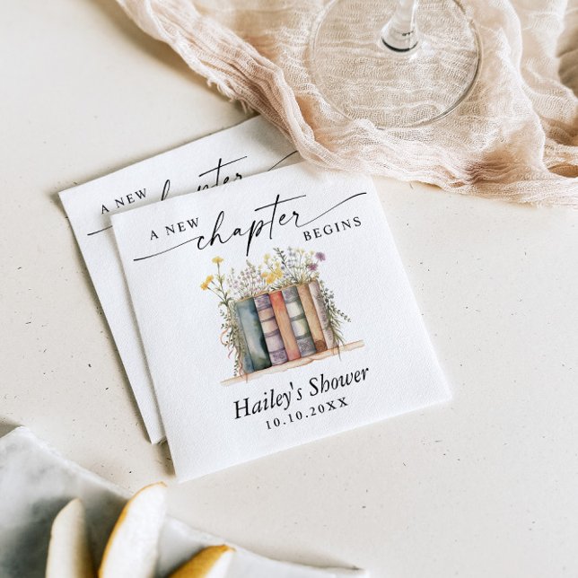 A New Chapter Begins, Book Theme Bridal Shower Napkins (Creator Uploaded)
