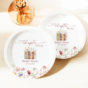 A New Chapter Begins, Book Theme Bridal Shower Paper Plates