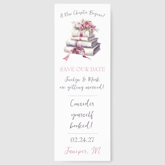 A New Chapter Begins! Bookmark Save the Date (Front)