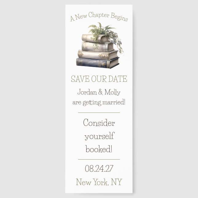 A New Chapter Begins! Bookmark Save the Date (Front)