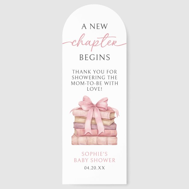 A New Chapter Begins Books Baby Shower Bookmarks (Front)