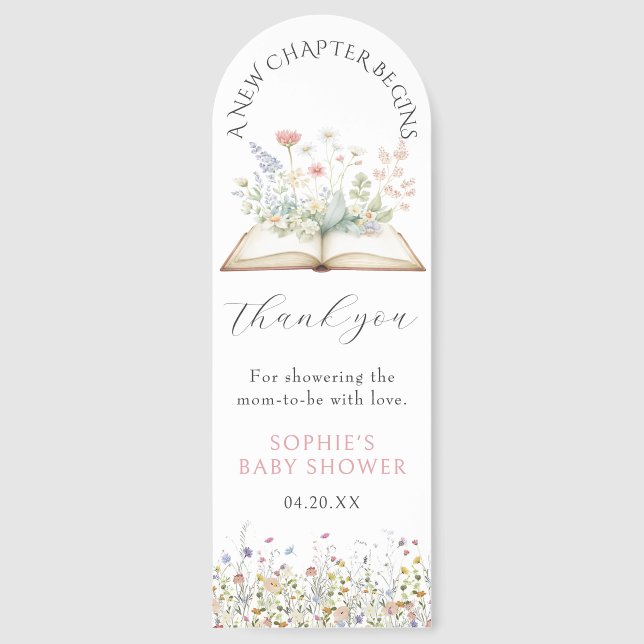 A New Chapter Begins Books Baby Shower Bookmarks (Front)