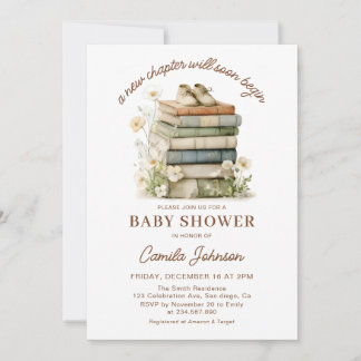 A New Chapter Begins Books Baby Shower Invitation