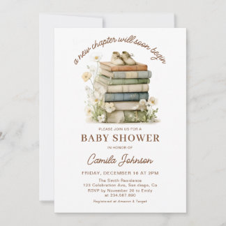 A New Chapter Begins Books Baby Shower Invitation