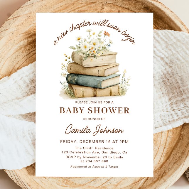 A New Chapter Begins Books Baby Shower Invitation (Creator Uploaded)