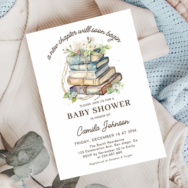 A New Chapter Begins Books Baby Shower Invitation (Creator Uploaded)