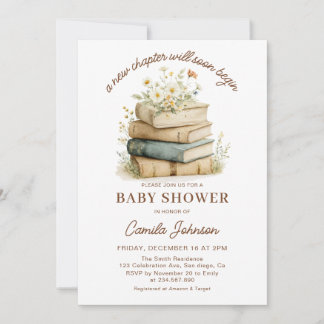 A New Chapter Begins Books Baby Shower Invitation