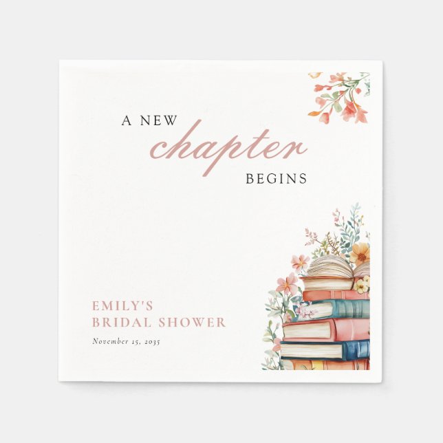 A New Chapter Begins Books Bridal Shower Napkins (Front)