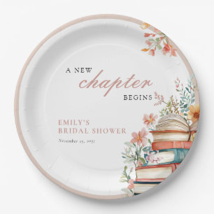 A New Chapter Begins Books Bridal Shower Paper Plates