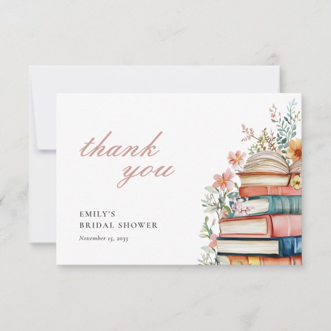 A New Chapter Begins Books Bridal Shower Thank You Card (Front)