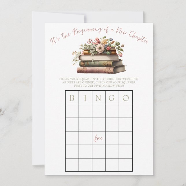 A New Chapter Begins! Bridal Shower BINGO game  Invitation (Front)