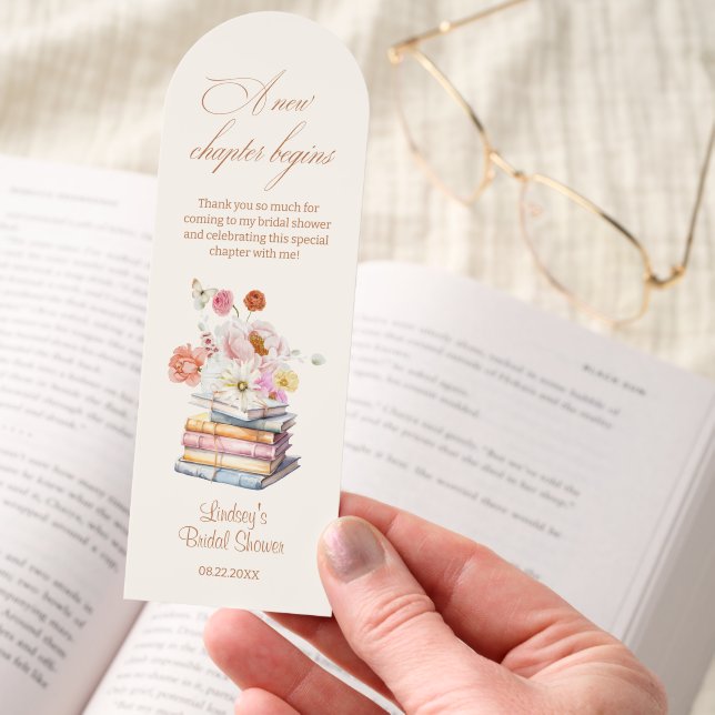 A New Chapter Begins Bridal Shower Floral Bookmarks (Hand)