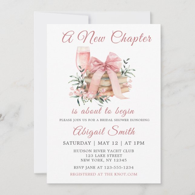 A NEW CHAPTER BEGINS BRIDAL SHOWER Invitation (Front)