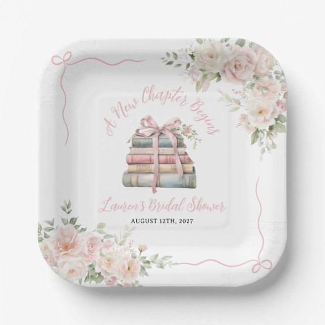 A New Chapter Begins Bridal Shower  Paper Plates (Front)