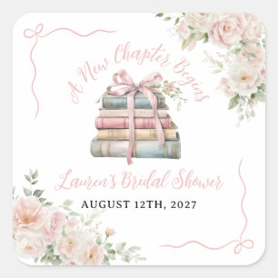 A New Chapter Begins Bridal Shower Square Sticker