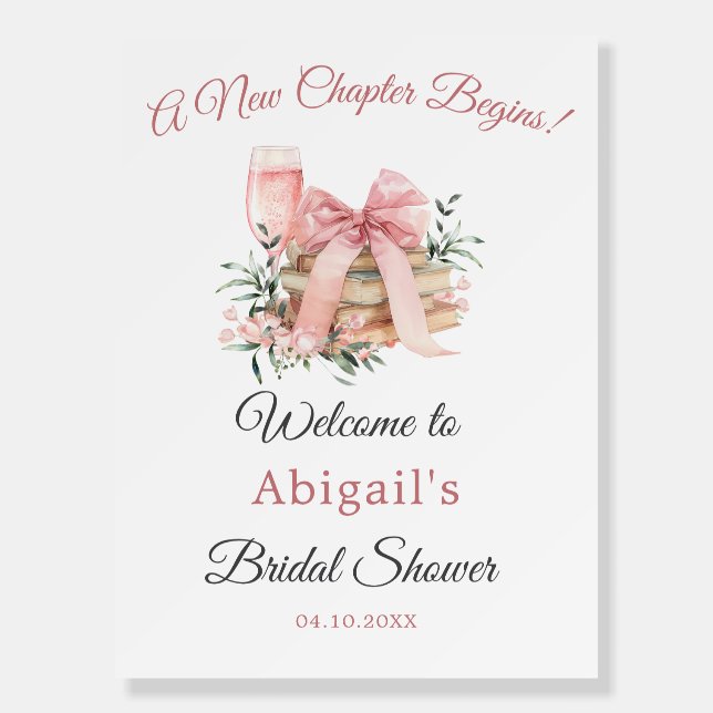 A NEW CHAPTER BEGINS BRIDAL SHOWER WELCOME FOAM BOARD (Front)