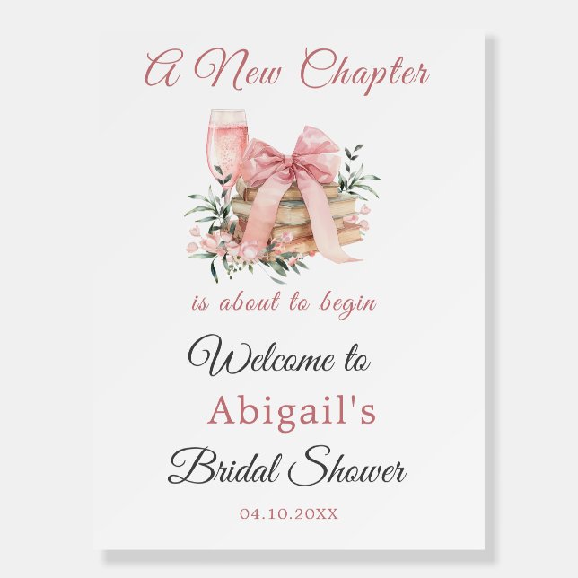 A NEW CHAPTER BEGINS BRIDAL SHOWER WELCOME FOAM BOARD (Front)